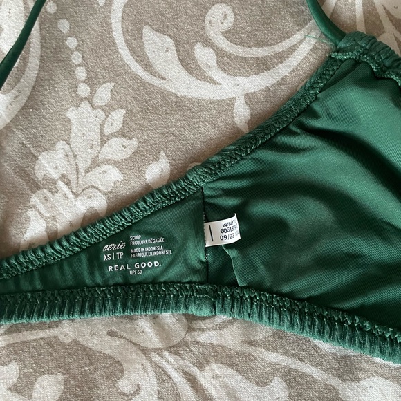aerie Forest Green Ribbed Triangle Bikini top - Picture 2 of 2